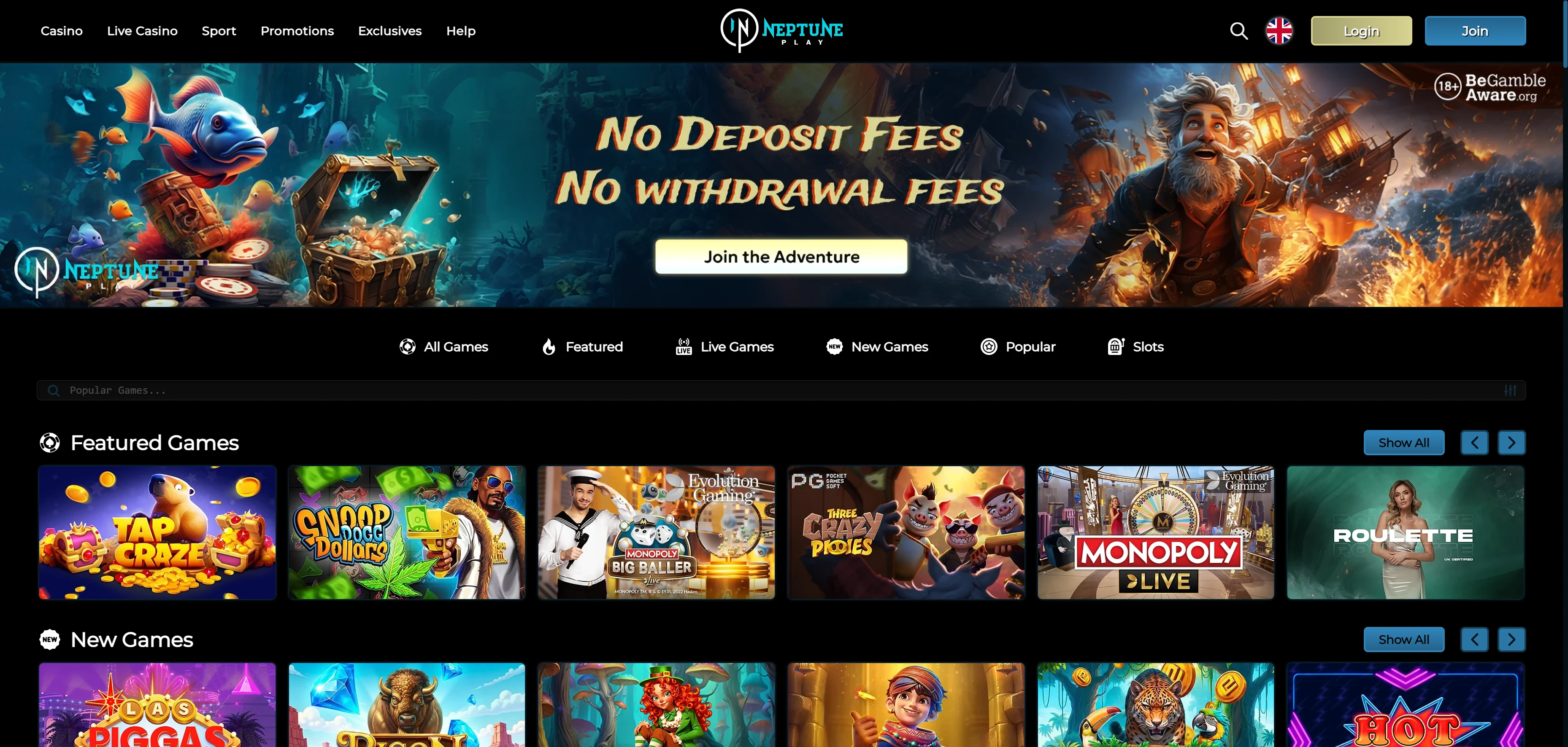 Neptune Play Casino Tablet App Preview