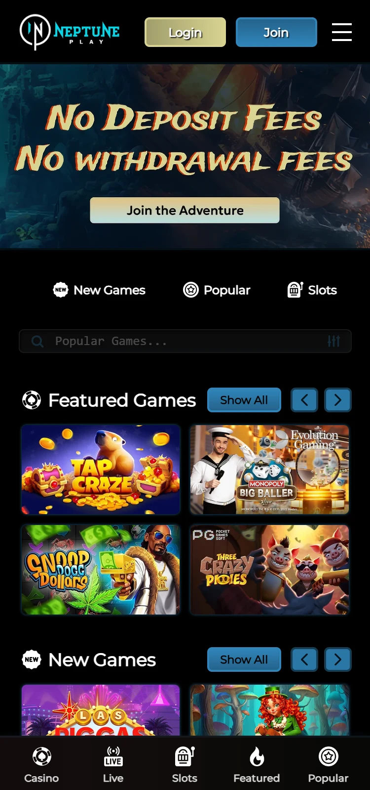 Neptune Play Casino Smartphone App Preview